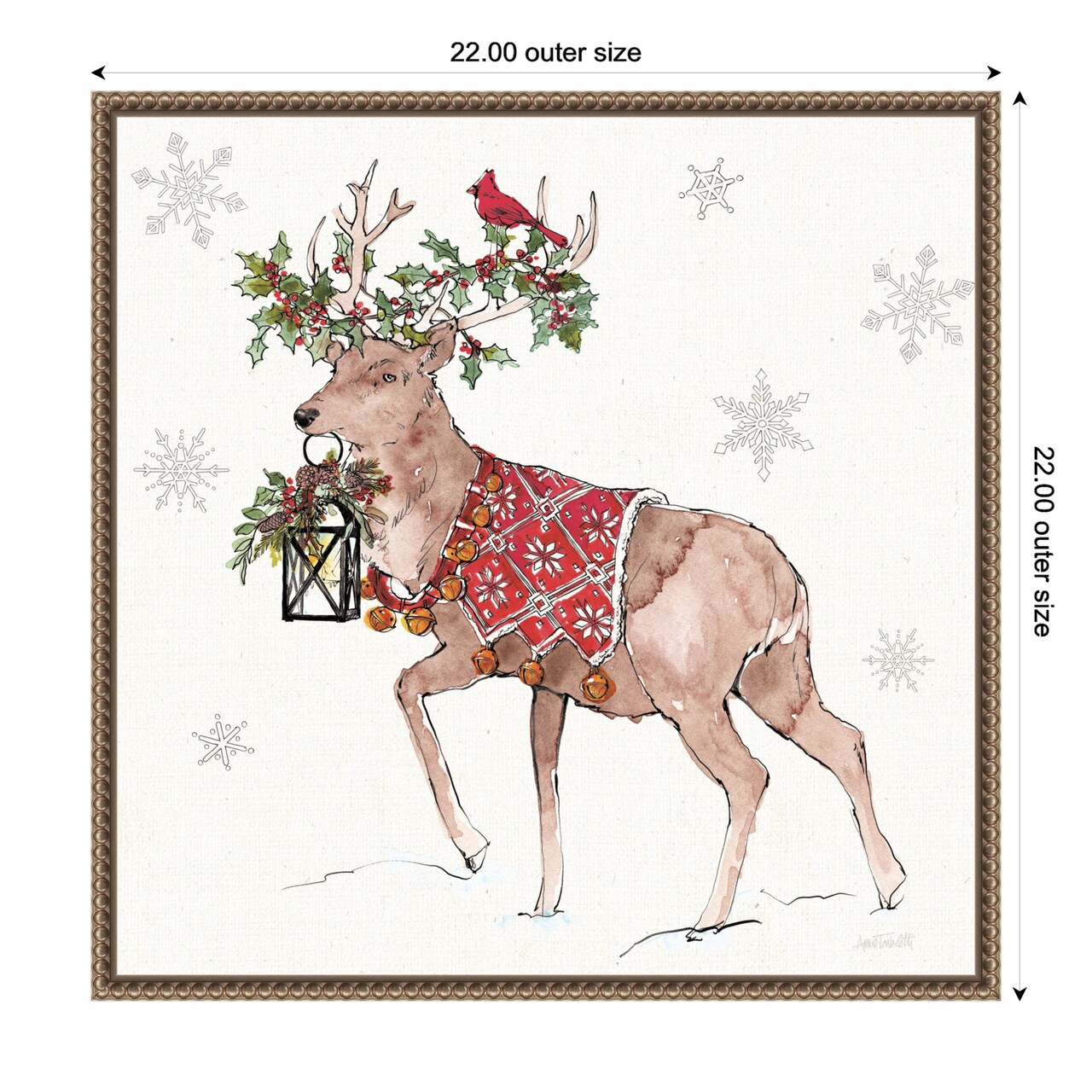 Signs of the Season V Full Deer by Anne Tavoletti Framed Canvas Wall Art